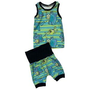 Monsters Inc Toddler (2T?) Tank/Short Outfit Set Foldover Waistband Shorts